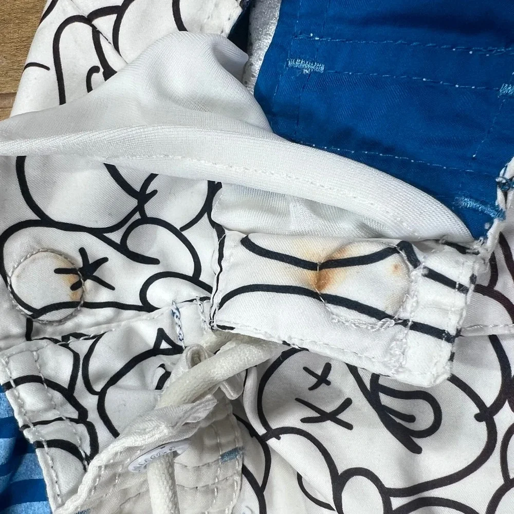 Zoo York Graffiti Board Shorts Mens 36 White Black Print Swim Trunks Skater